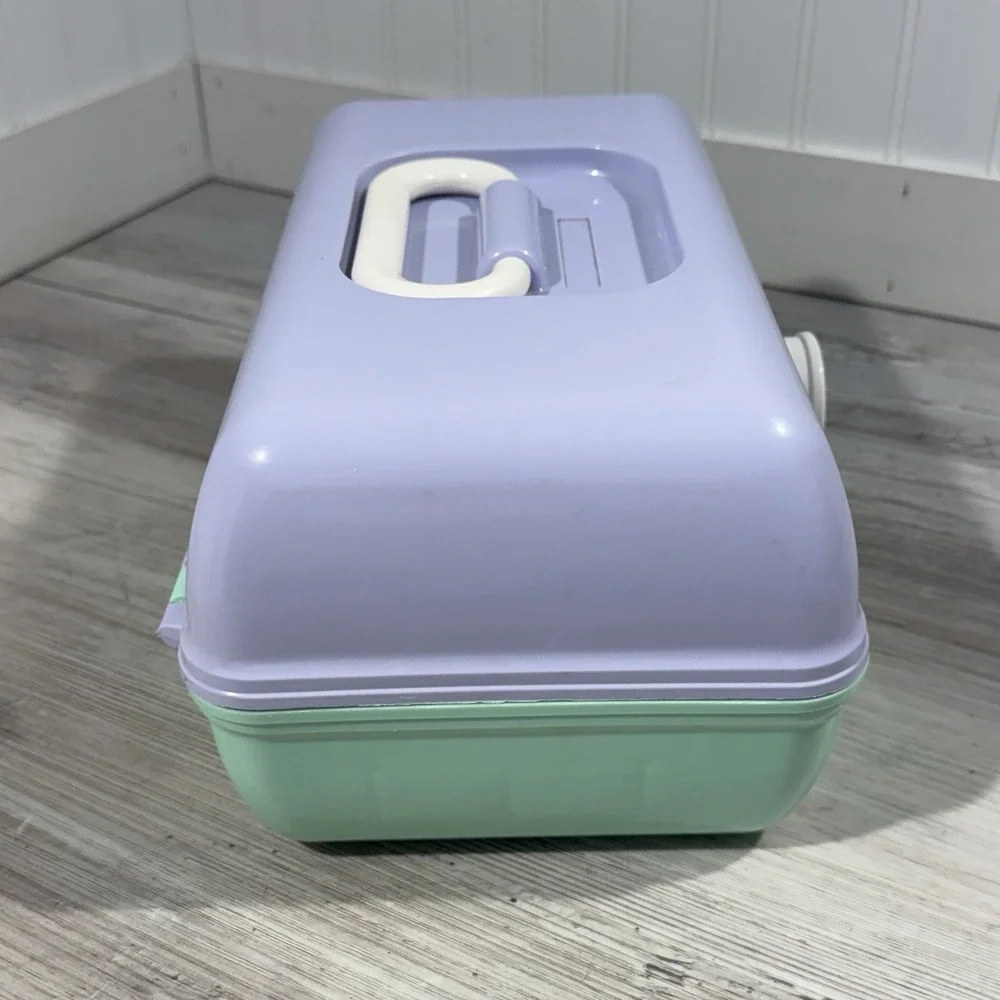 Vintage Caboodles Lavender & Mint Green Makeup‎ Carrying Case